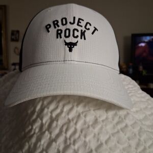 Under Armour Project Rock Trucker Snapback Hat White Black Size OSFM 1369815 100